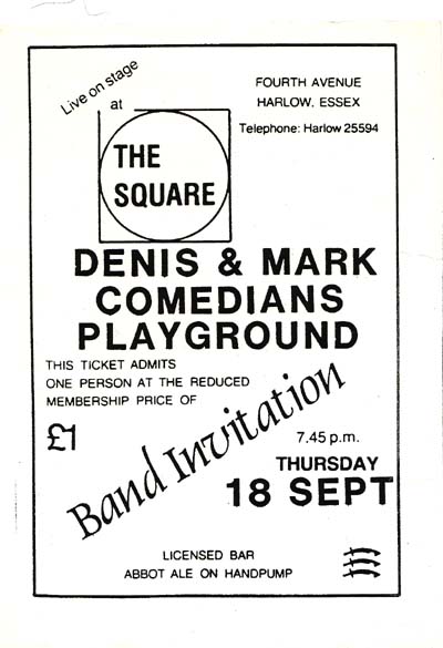 ticket for supporting gig at The Square